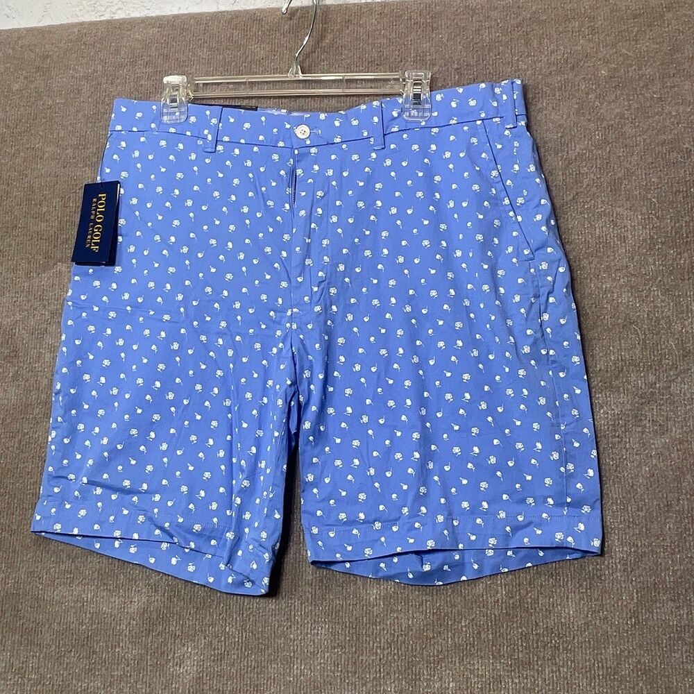 Polo Golf Ralph Lauren Shorts Men 34 Classic Fit Blue Floral Stretch Performance